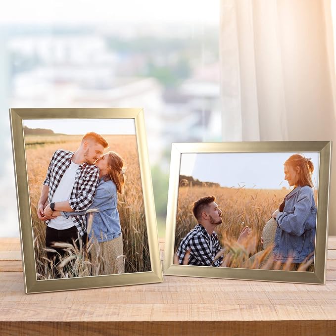 Giftgarden 8.5x11 Picture Frame Gold Set of 12, Multi Modern 8.5 x 11 Frames Bulk for Award Certificate Document Diploma, Wall or Tabletop Display
