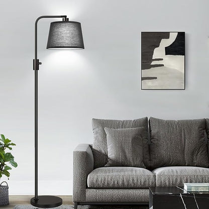 Nintiue [Upgraded] Dimmable Floor Lamp, 1000 Lumens LED Edison Bulb Included, Black Shade, Modern Arc Standing Tall Floor Lamp for Living Room Bedroom Office Dining Room