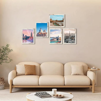 SESEAT 8x10 Picture Frame Set of 10, Display Pictures 5x7 with Mat or 8x10 Prints without Mat, Wall Mounting or Tabletop, Distressed White