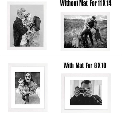 8x10 Picture Frame Rustic White Wood Set of 6,Display Pictures 5x7 with Mat or 8x10 Without Mat,Multi Photo Frames Collage for Wall or Tabletop Display