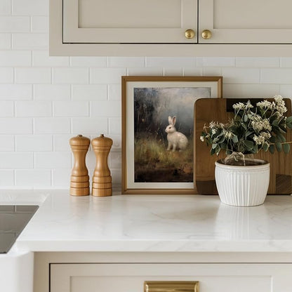 uniro Vintage Bunny Easter Wall Art Prints, Vintage Wild Hare Rabbit Rabbit Canvas Oil Painting Poster for Dark Cottagecore Decor, Country Farmhouse Wall Decor Vintage Animal Art Pictures for Bedroom Gallery Office Bathroom, Dark Academia Decor( 8" x 1...