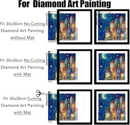 BESCRCL 12x12 Picture Frame Black Set of 6, Diamond Art Painting Frames Display Photo 10x10 or 12 x 12 without Mat, Wall Hanging Frame with Plexiglass