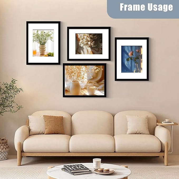 BESCRCL 16x20 Picture Frames Black Set of 6, Poster Frames Display Photo 11x14 or 16x20 without Mat, Wall Hanging Frame with Plexiglass