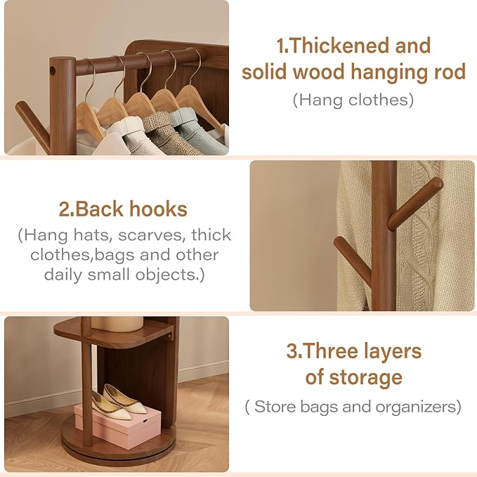 WoodsWhisper Full Length Mirror Coat Rack Solid Wood Floor Mirror 66"x12" Full Length Mirror with Stand Long Mirrors for Bedroom,Living Room (Deep Walnut, 70" L x 16" W)