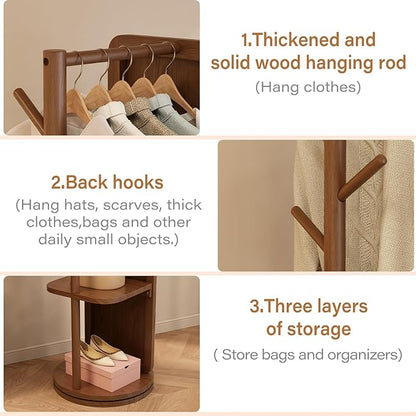 WoodsWhisper Full Length Mirror Coat Rack Solid Wood Floor Mirror 66"x12" Full Length Mirror with Stand Long Mirrors for Bedroom,Living Room (Deep Walnut, 70" L x 16" W)
