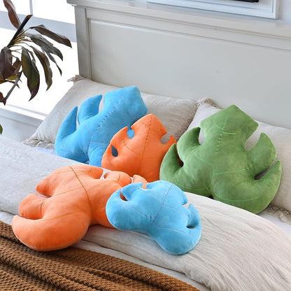 Leaf Pillow, Cute Decorative Throw Plant Pillow Aesthetic Decor Nature Pillow for Bed Couch, Leaves Shaped Pillow Perfect for Bedroom Living Room (Blue, 19.6 Inches)