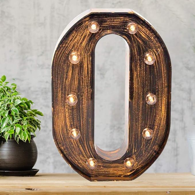 Pooqla Vintage Light Up Marquee Letters with Lights – Illuminated Industrial Style Lighted Alphabet Letter Signs - Coffee Bar Apartment Bedroom Wall Home Initials Decor A-Z