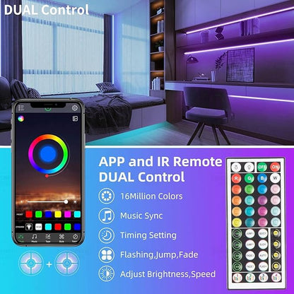 KSIPZE 96ft Led Strip Lights RGB Music Sync Color Changing Bluetooth Led Lights with Smart App Control Remote Led Lights for Bedroom Room Lighting Flexible Home Décor