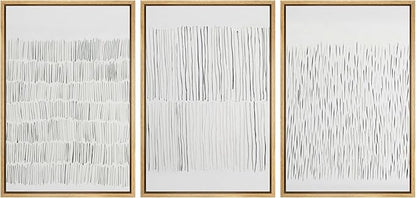 SIGNLEADER Framed Canvas Print Wall Art Set Minimalist Black and White Line Illustrations Minimal Decorative Bohemian Nordic for Living Room, Bedroom, Office - 24"x36"x3 NATURAL