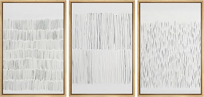 SIGNLEADER Framed Canvas Print Wall Art Set Minimalist Black and White Line Illustrations Minimal Decorative Bohemian Nordic for Living Room, Bedroom, Office - 16"x24"x3 NATURAL