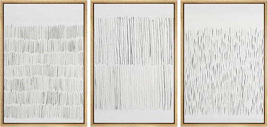 SIGNLEADER Framed Canvas Print Wall Art Set Minimalist Black and White Line Illustrations Minimal Decorative Bohemian Nordic for Living Room, Bedroom, Office - 16"x24"x3 NATURAL