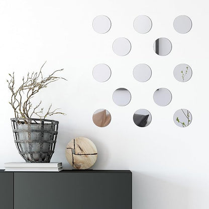 Jetec 25 Pcs Small Round Mirrors for Crafts Adhesive Round Mirror Tiles for Centerpieces Home Wall DIY(5 Inch in Diameter)
