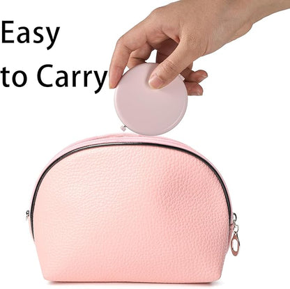 Compact Mirror for Purse, Metal Round Shell, Double-Sided 1X/2X Magnifying, Portable Travel Small Makeup Mirror, Mini Pocket Mirror, Light Salmon,4 Packs