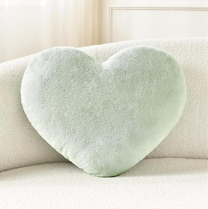 Petrella Heart Pillow Cute Fuzzy Pillows Throw Pillows for Bed Livingroom Home Decor Cushion Decorative Aesthetic Preppy Pillows Green,Small 13"x10"