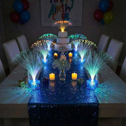 Amylove Mini Fiber Optic Lamp Bulk LED Light Color Changing Table Centerpiece Glow in The Dark Party Favors Supplies for Wedding Graduation Prom Birthday Disco Dance Decorations(6 Inch,Blue)