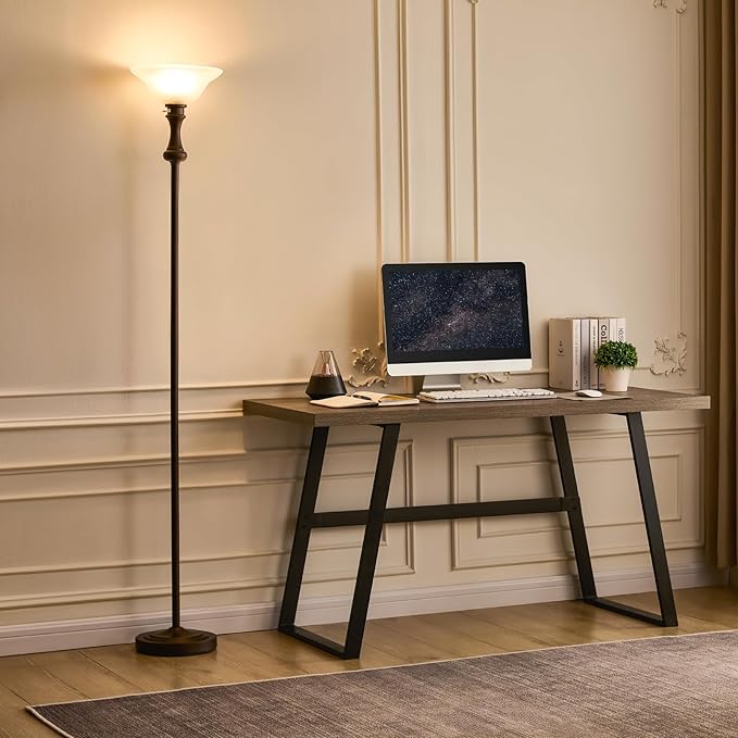 71'' Floor Lamps for Living Room, Tall Floor Lamp for Bedroom, Modern Torchiere Standing lamp for Corner Office Home Decor, Knob Switch, Bulb Included, Glass 1 Head, Red Brown