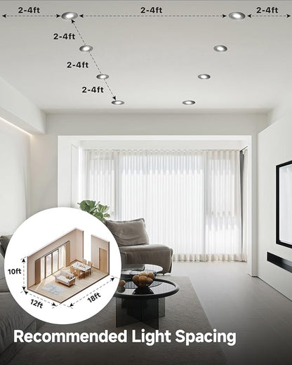 Ensenior 6 Pack 4 inch Black Gimbal Led Recessed Light, 5CCT 2700K-5000K, 360°+90° Adjustable, Dimmable, Aluminum, CRI90+, 900LM 9W 120V, Eyeball Recessed Lighting, Directional Can Light, ETL&FCC