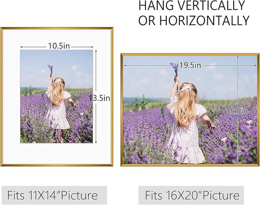 Golden State Art, Gallery Wall Frame Set of 6 - Bronze 12x16 Aluminum Photo Frames with Mat for 8.5x11 Pictures - 12 x 16 inch Metal Frame with Real Glass Cover - Elegant Home or Office Decor