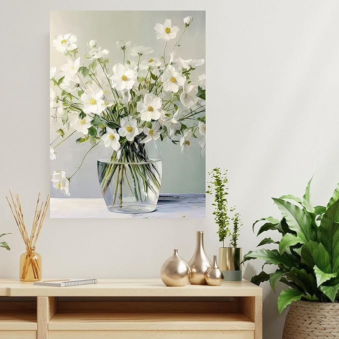 daktenn Floral Canvas Wall Art Bathroom Wall Art Pictures Wall Decor Home Decor Wall Decor for Bedroom Livingroom 18x24 Inches