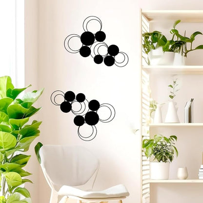 DUOOLN 2 Pcs Black Abstract Metal Wall Art, Minimalist Hanging Wall Decor Single Line Art, 3D Textured Modern Geometrical Metal Wall Sculptures, for Living Room Bedroom Bathroom Study Room Home Decor