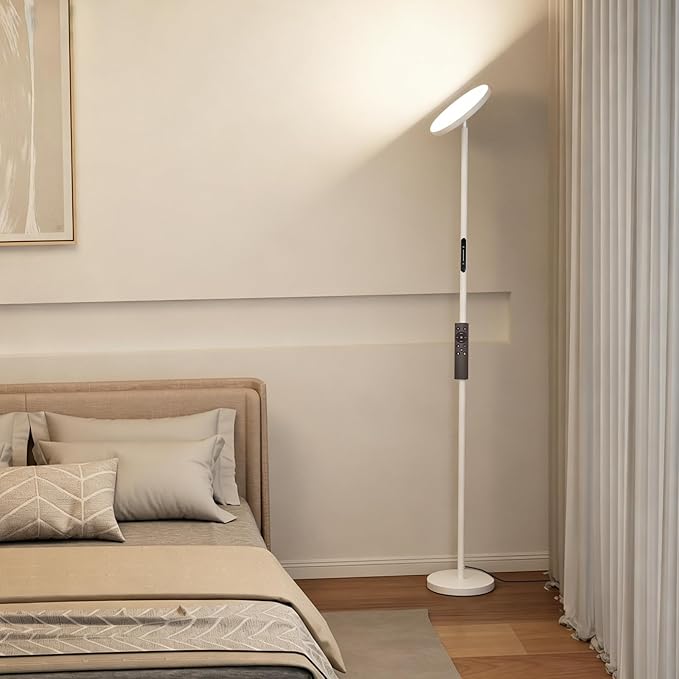 Floor Lamps for Living Room, 32W 3000LM Super Bright LED Torchiere Floor Lamp with Remote & Touch Control, 69" Standing Lamp with 350°Rotating Head, Modern Dimmable Floor Lamp for Bedroom Office