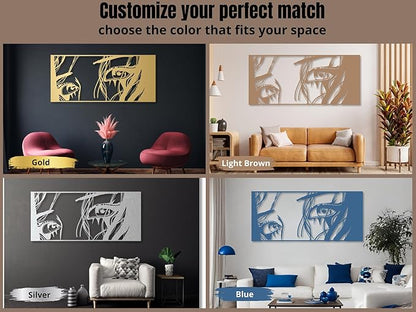 Vailla Wall Art Decor Minimalist Abstract Woman Eyes Wall Decoration Wooden Modern 3D Sculptures Line Drawing Art Decor Female Wall Hanging for Bedroom Kitchen Bathroom Living Room
