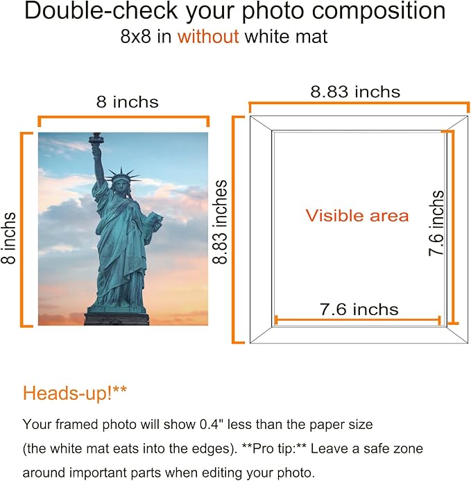 SESEAT 8x8 Picture Frame Set of 10, Display Pictures 8x8 Prints Without Mat, Tabletop or Wall Mounting, Black