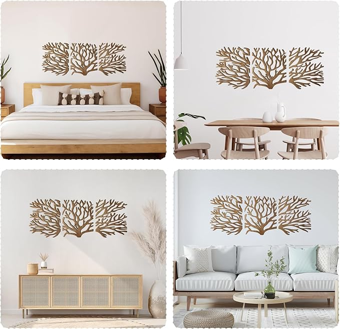 Tree of Life Wall Art Wooden Tree Life Wall Decor with Three Birds 12 Inch Round Family Tree Life Wall Hanging Plaque for Bedroom Living Room Kitchen Office Farmhouse Decor Indoor Outdoor (Tree of Life Wall Art - Wood Color)