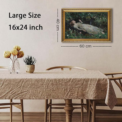 WZGZXU Vintage Gold Framed Wall Art Ophelia Canvas Painting Woman Portrait Picture Victorian Gothic Dark Academia Artwork Moody Prints For Living Room Bedroom Bathroom 16x24in