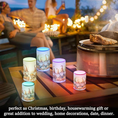 Thanksgiving Autumn Fall Gnomes Pumpkin Flickering Flameless Candles Battery Operated with Remote Timer,Tea Light Candles LED Pillar Votive Candles Set of 2 for Outdoor Indoor Decorations