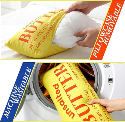 Newwiee 2 Pcs Butter Stick Rectangular Pillow Butter Lover Funny Foodie Baking Throw Pillow Decorative Cushion for Living Room Bedroom Kitchen Farmhouse Dorm Decor Foodie Food Lover Gifts