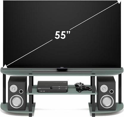 Furinno Turn-S-Tube TV Stand, Wide Entertainment Center, TV Console for TV up to 55 Inch, for Living Room, Bedroom, Sage Green