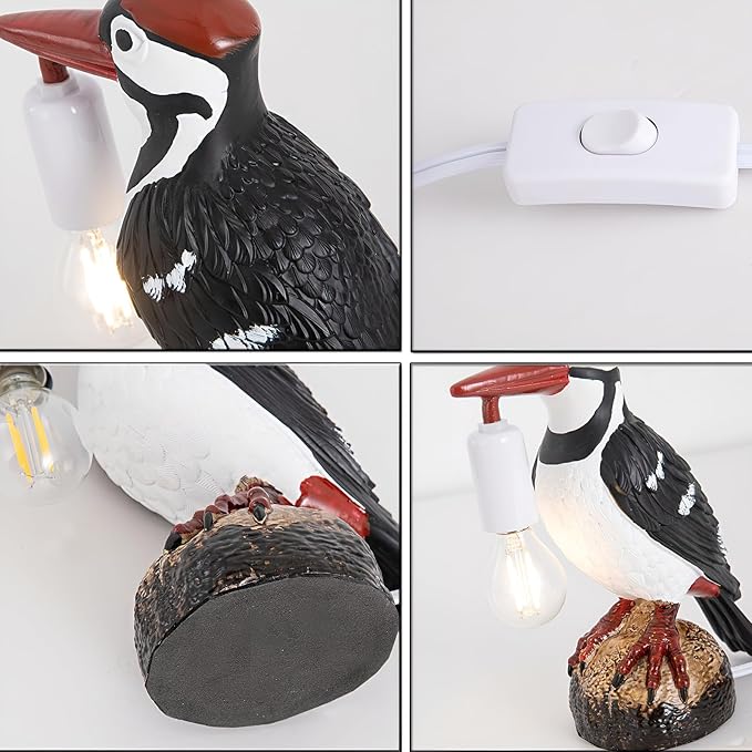 Bird Lamp Table Lamp,Woodpecker Design with LED Bulb,Crow lamp Table Light,Bird Desk Lamp,Table Lamp Crow Decor for Bedroom,Living Room Decoration Woodpecker Desk Lamp