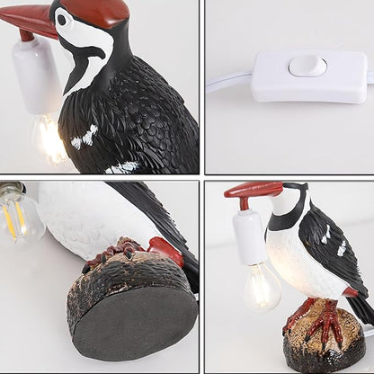 Bird Lamp Table Lamp,Woodpecker Design with LED Bulb,Crow lamp Table Light,Bird Desk Lamp,Table Lamp Crow Decor for Bedroom,Living Room Decoration Woodpecker Desk Lamp