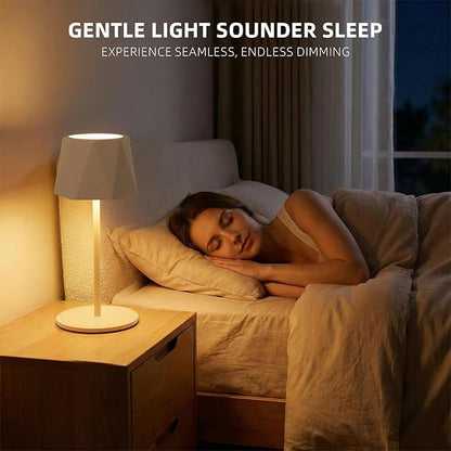 Modern 2-in-1 Table Lamp & Bottle Lamp, Pleated Metal Shade Touch Control Lamp | Adjustable Height, Warm Light & RGB, Stepless Dimming, Anti-Tip Design,Triangle,Beige