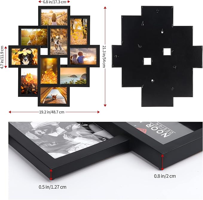 QUTREY 2 Pack 10 Opening 4x6 Collage Picture Frames Set for Wall Decor, Multiple Picture Frames Displays 4 by 6 Inch Photos，Black 4x6 Frames for Family Office Christimas Mother's Day