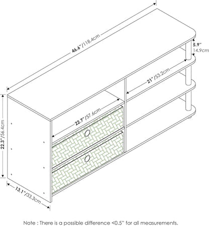 Furinno Jaya Simple Design Stand for TV up to 55-Inch with Bins, White Oak/Chrome/Black