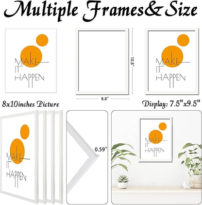 8x10 Picture Frame Set of 4, White 8 x 10 Frame High Transparent Wall Gallery Poster Canvas Photo Frames for 8 by 10 inches