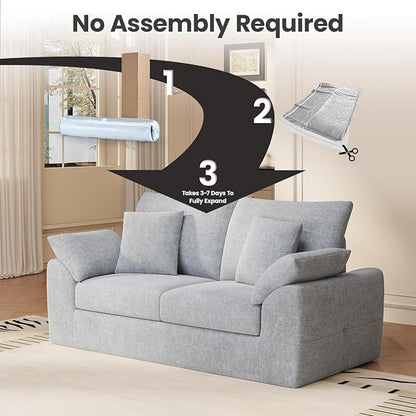 75.6" Modern Loveseat Sofa for Living Room, Cloud Boneless Couches with 4 Pillows, Mid Century Loveseat couches for Small Place, No Assembly Required, Light Grey