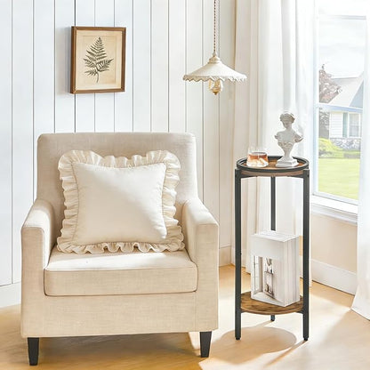 HOOBRO Small Round Side Table for Small Spaces, 28.7" H Tall Coffee Drink Table for Sofa Couch Corner, Circle End Table, Slim Nightstand for Living Room, Bedroom, Rustic Brown BF167BZ01