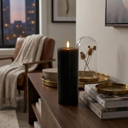 Abbott Collection Wax LED Flameless Pillar Candle - Black (3x8 H)