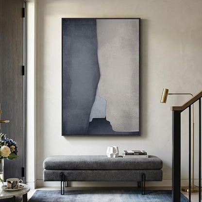 Extra Large Framed Neutral Abstract Wall Art for Living Room, 40x60 In Oversized Modern Gray and Beige Canvas Prints Paintings, Big Vertical Minimalist Pictures for Hallway Dining Bedroom Wall Decor