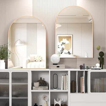 Arched Wall Mirror for Bathroom, 30"x40" Arched Mirror Wall Mounted Mirror with Metal Frame, Gold Vanity Mirror Decor for Mantle, Bedroom, Entryway, Living Room