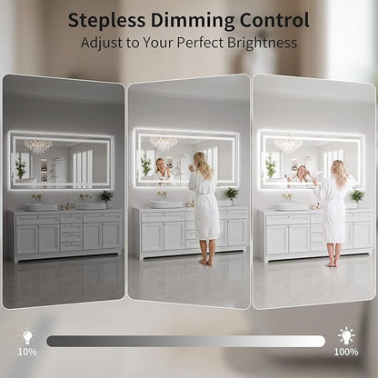 30"x60" LED Bathroom Mirror with Lights, Front & Backlit, Anti-Fog, Dimmable, 3 Color Temperature, CRI 90+, LED Mirror for Bathroom with Premium Full Aluminum Frame, Touch Control with Memory