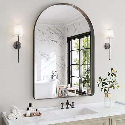 Arched Bathroom Mirror, 36"x48" Black Mirror for Wall Mounted Vanity Mirror for Over Sink with Tempered Glass, Aluminum Alloy Deep Frame, Farmhouse for Bedroom, Entryway, Living Room