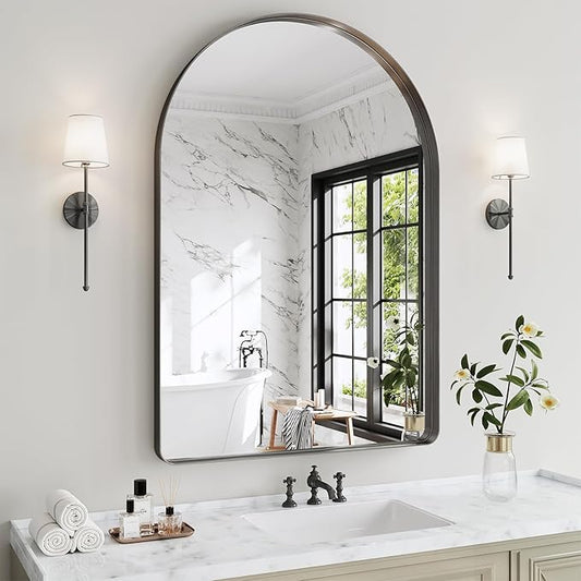 Arched Bathroom Mirror, 36"x48" Black Mirror for Wall Mounted Vanity Mirror for Over Sink with Tempered Glass, Aluminum Alloy Deep Frame, Farmhouse for Bedroom, Entryway, Living Room