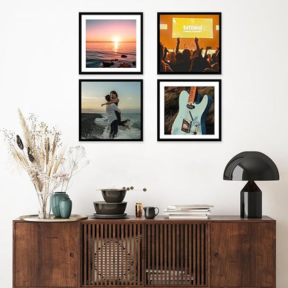 JCJMY 6 Pack 12.5x12.5 Record Frame with 10x10 Mat for Vinyl Record Album Cover Poster, Display Picture 10x10 with Mat or 12.5 x 12.5 Without Mat, Wall Hanging Vinyl Frames, 6 Pack, Black