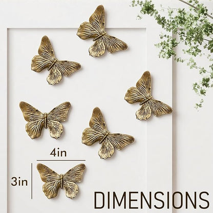 GUSFREUD 3D Butterfly Wall Decor Set – Resin Wall Decorations for Living Room, Bedroom, Garden, Yard, Outdoor and Gallery Walls - Antique Copper - Set of 6