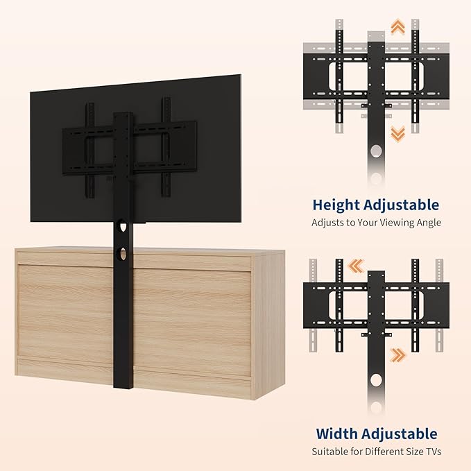 GarveeHome TV Stand with Mount, 47.2" Modern Entertainment Center 6-Drawer Rattan Dresser for 32-85 Inch TVs, Media Console Table with Storage for Living Room, Bedroom, Natural