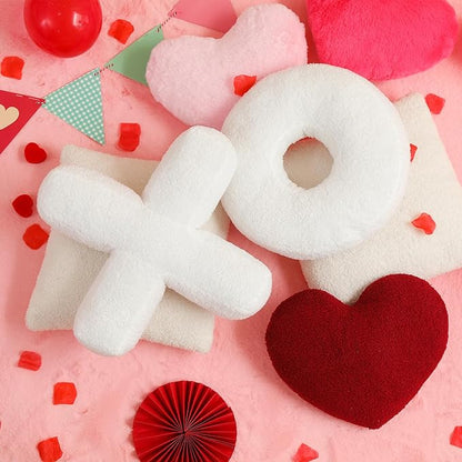 EastTree Heart Pillows, Wine Red Heart Shaped Pillows, Love Throw Pillows, Cute Sherpa Heart Decor, Small Fluffy Pillows, Women Girls Living Bedroom Home Decoration 10x13 Inch